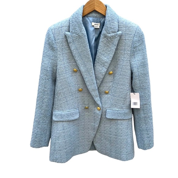 Jason Wu Pastel Blue Double Breasted Tweed Jacket Gold Buttons Size S NWT - Picture 2 of 14